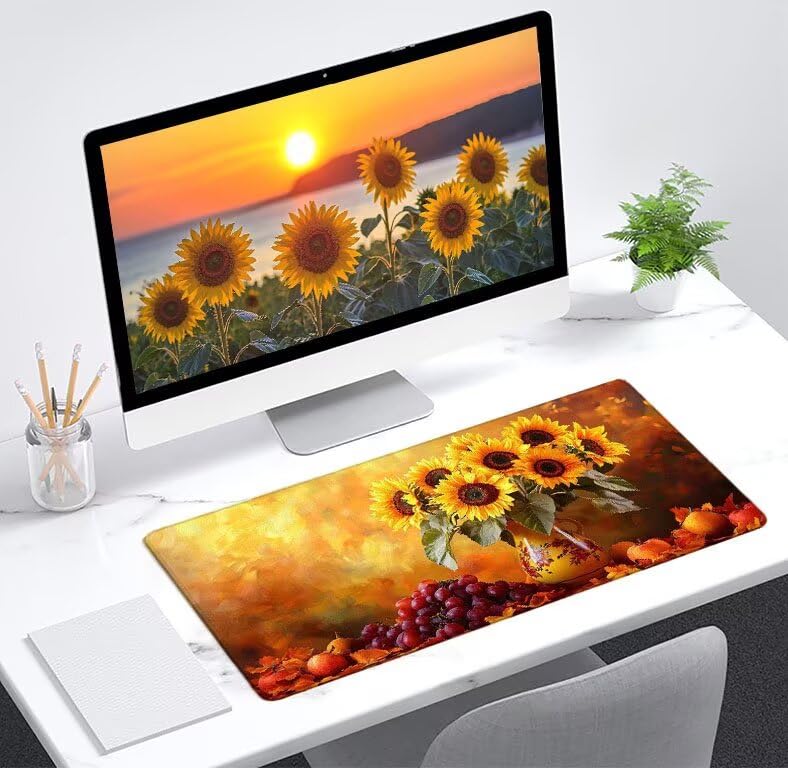 Tapis de souris bureau au motif tournesol pour PC et portable