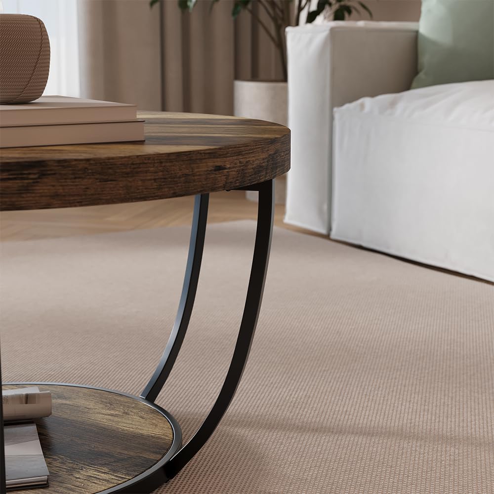 Vicco Tavolino da salotto Arvina, Rovere rustico, 80 x 80 cm, con vano portaoggetti sotto il piano del tavolo per la conservazione