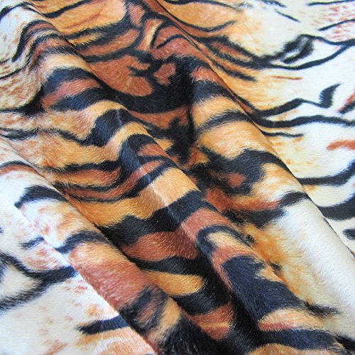 Stoff Meterware Tiger Tigerfell Fellimitat Kunstfell Velour Karneval Cover
