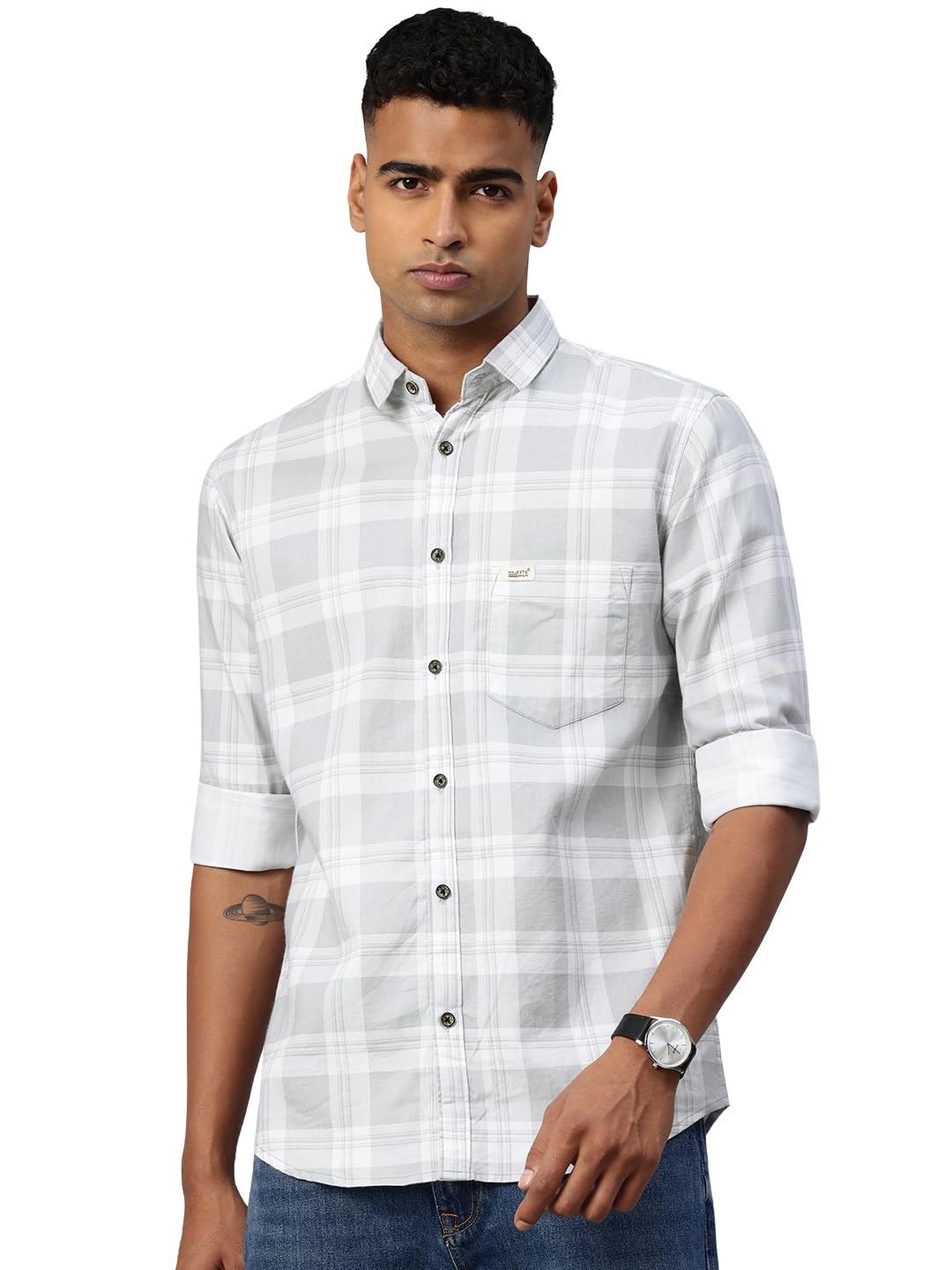 majestic man Comfort Slim Fit Pure Cotton Checked Casual Shirt-picture-22