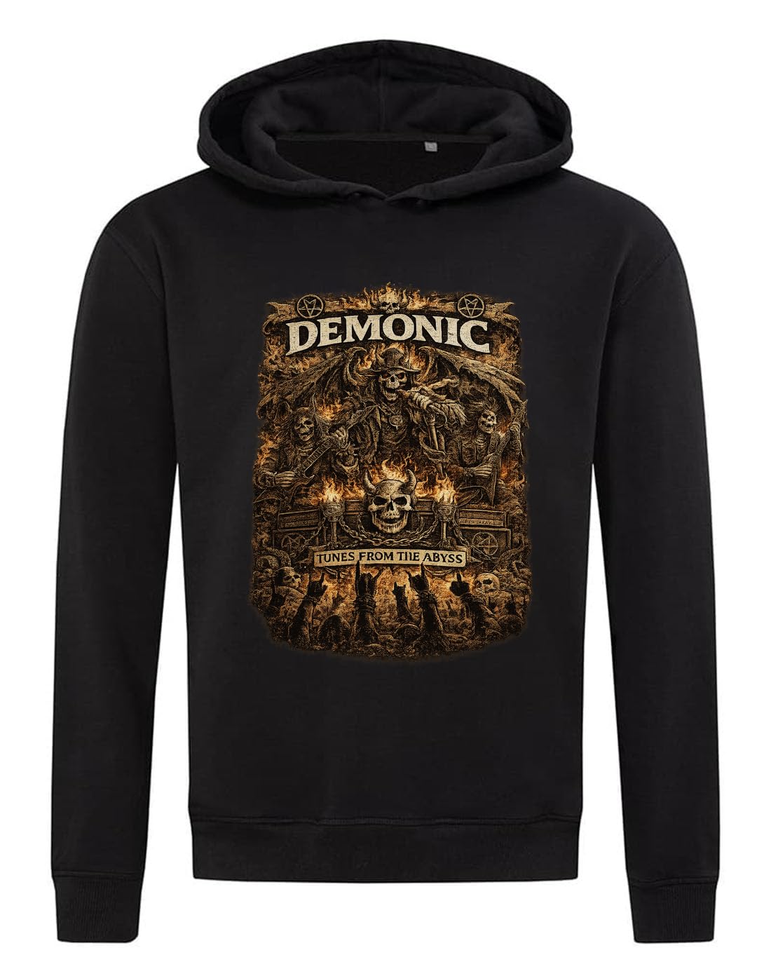 Dark Infernal Metal Concert Scene Sweat à capuche en coton mélangé Noir