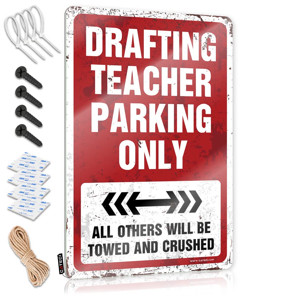 Krazmurongd One Color Signs & Plaques Drafting Teacher Parking Only Tin Sign Coffee Bar Decor Wood Plaques For Crafts(20X30cm)
