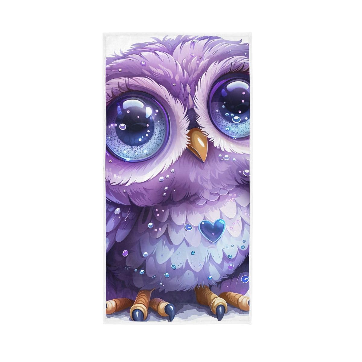 LSRCPD Purple Owl Cute Hand Towels, Multipurpose Spa Towels for Bathroom, Gym, Hotel, Spa 15 x 30 Inches