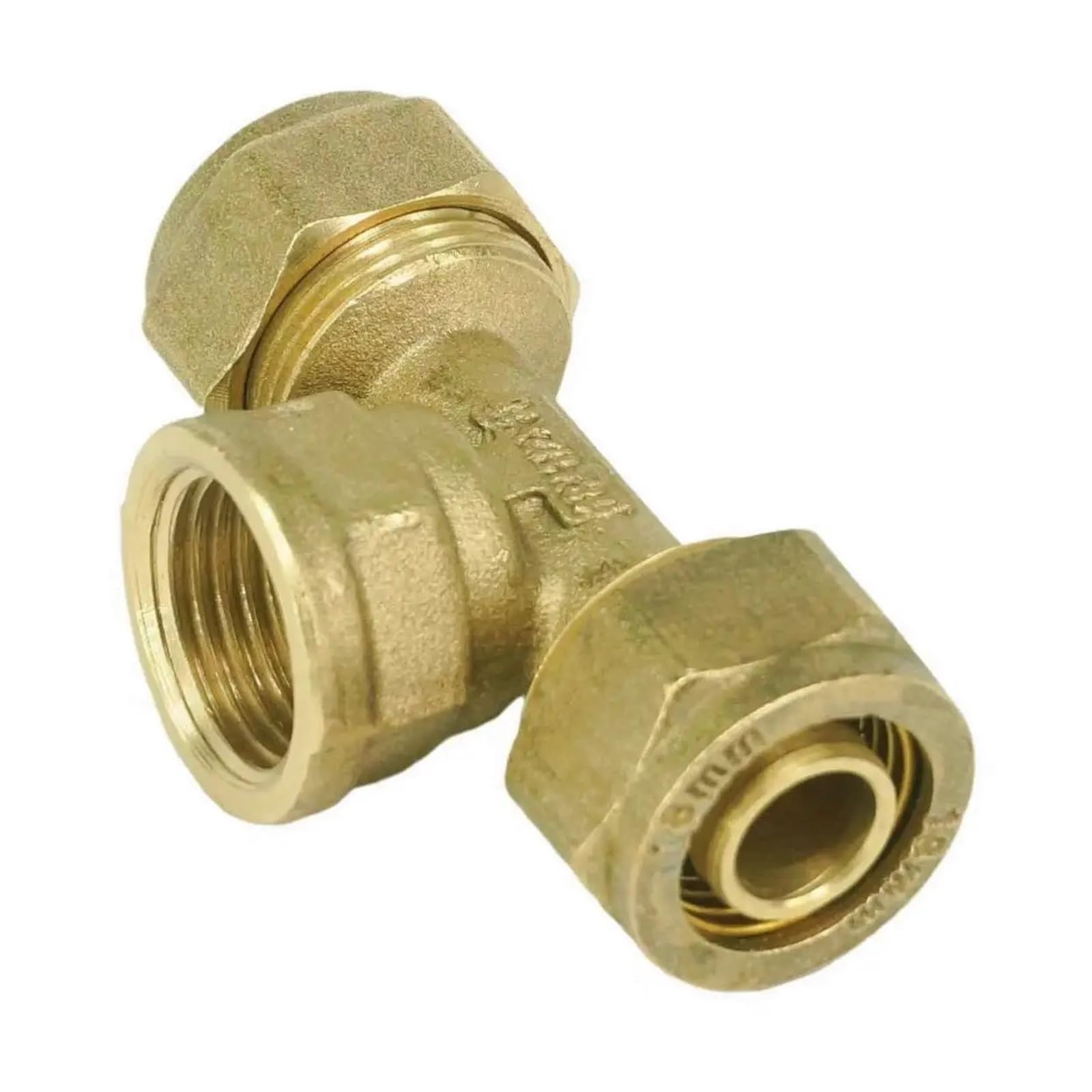 ZGPOSQKZSC Fit Tube I.D x O.D 20x25mm - 3/4" BSP Female Tee 3 Ways Brass Fitting