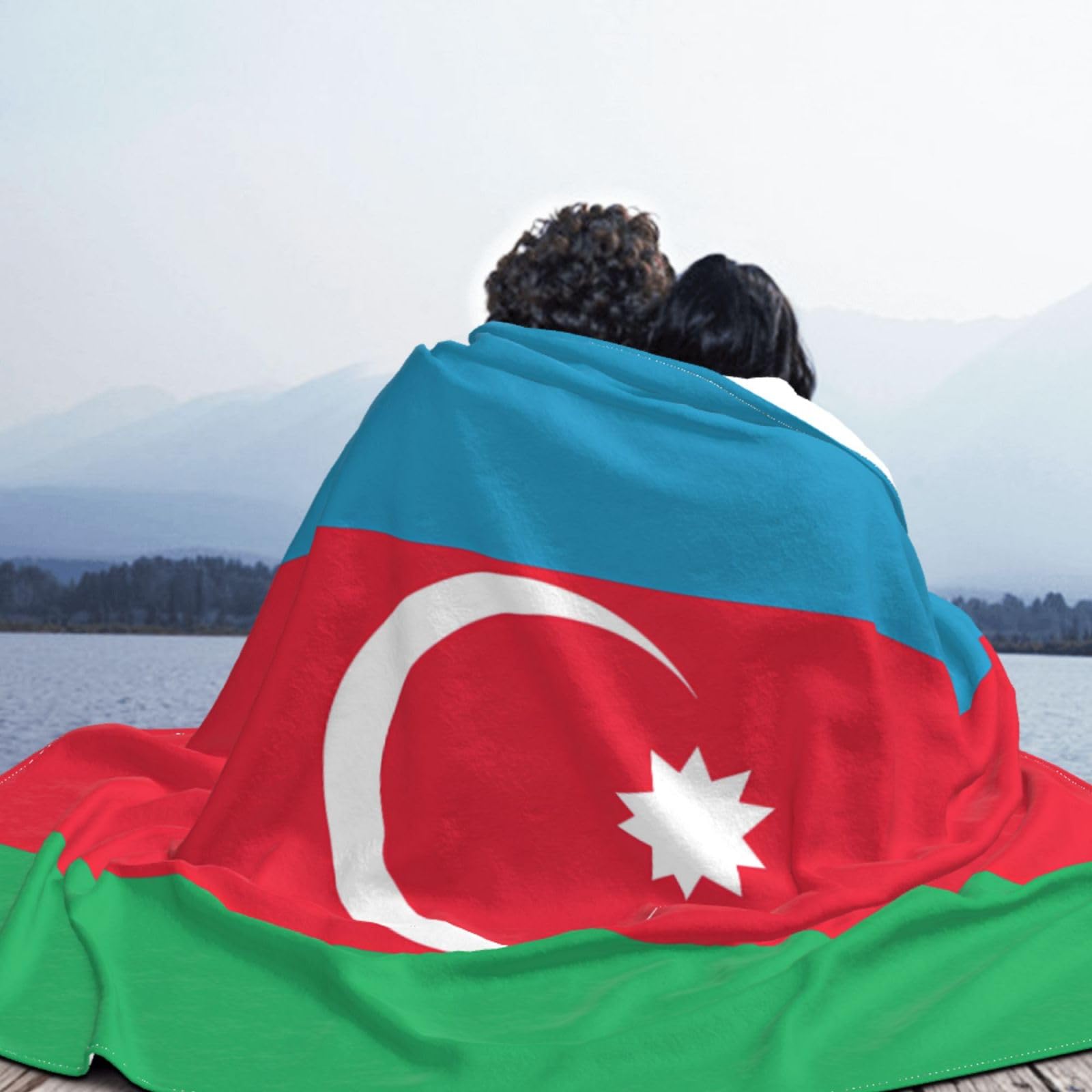 Manta de viaje portátil de 80 x 60 pulgadas, suave, resistente a las arrugas, plegable, exquisita bandera de Azerbaiyán