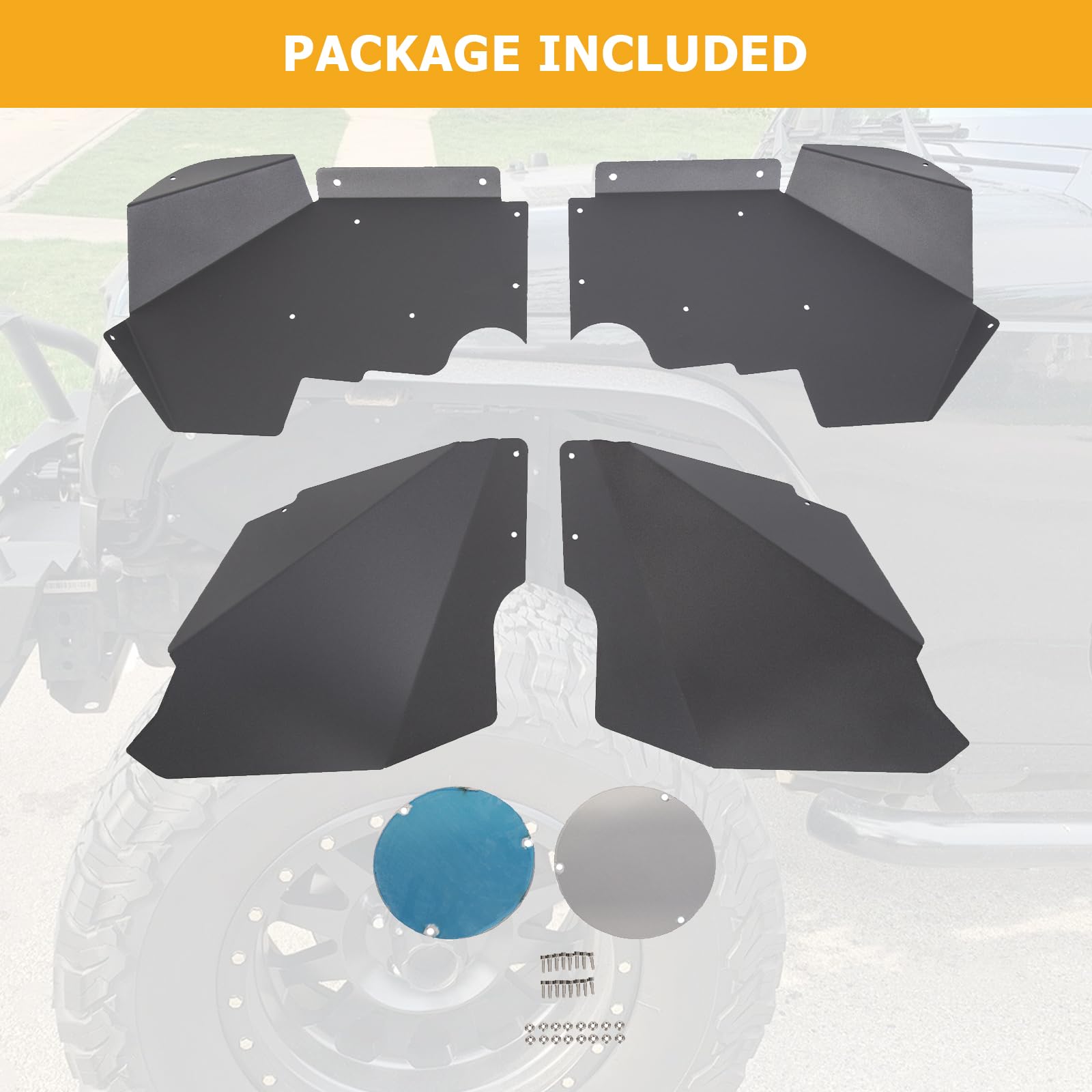 JMTAAT Front Inner SplashÂ GuardsÂ Fender Liners for 2007-2019 Jeep Wrangler JK JKU 4WD Bolt-onÂ Style Aluminum FlareÂ WheelÂ WellÂ Cover