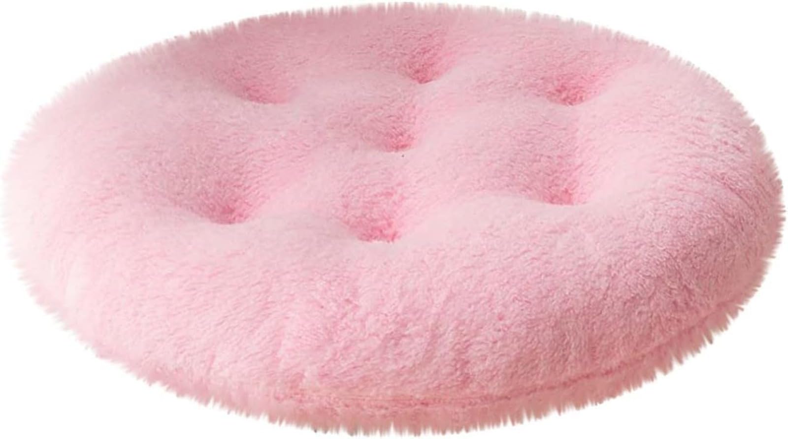 FENXIXIONE Thickened Sherpa Fleece Round Seat Cushion - Memory Foam Chair Cushion, Soft Faux Fur Winter Support Cushions for Dining Chair (40 * 40cm,Pink-a)