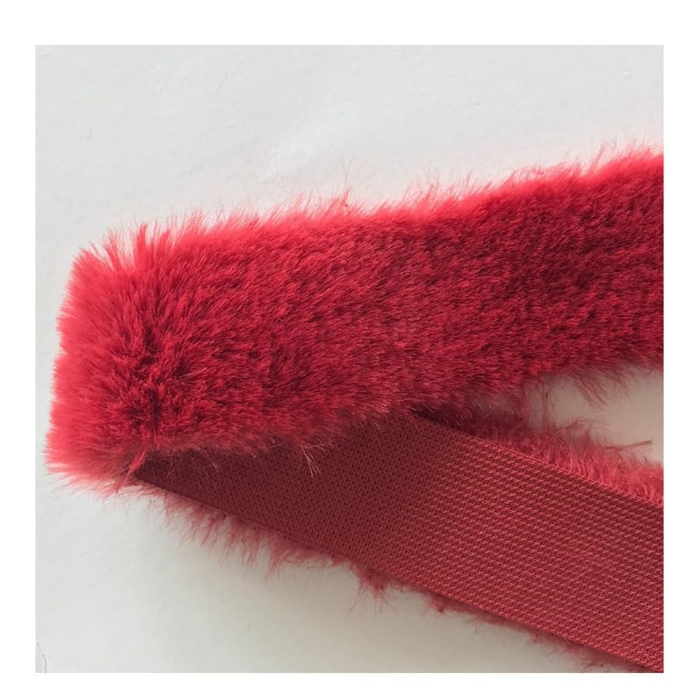 Yurosiay Pack of 5 1 m x 1 cm Faux Fur Border DIY Handmade Faux Fur Ribbon Soft Fluffy Faux Fur Trim Plush Border for Sewing Artificial Fur Border for Costumes Crafts Hooded Red Wine