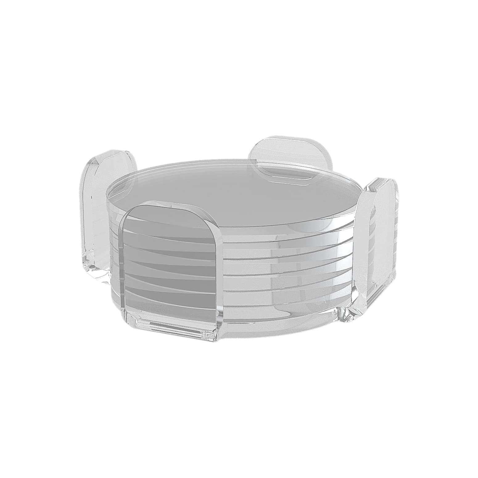 AGPLEX - Set sottobicchieri in vetro acrilico trasparente - Elegante set composto da 6 sottobicchieri e 1 sottobottiglia in acilico trasparente - Dischi da 85mm di diametro