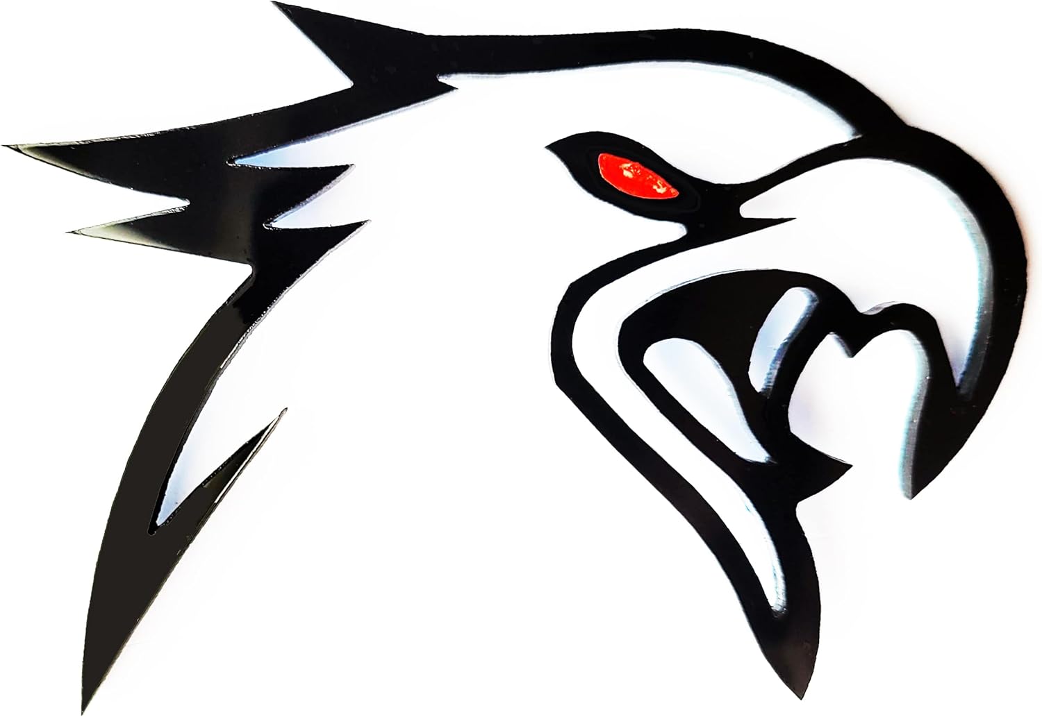 2X Hawk Bird Hellhawk Redeye Emblem Logo Compatible with Grand Cherokee Trackhawk SRT (4.3" x 3", Eye Color Red)