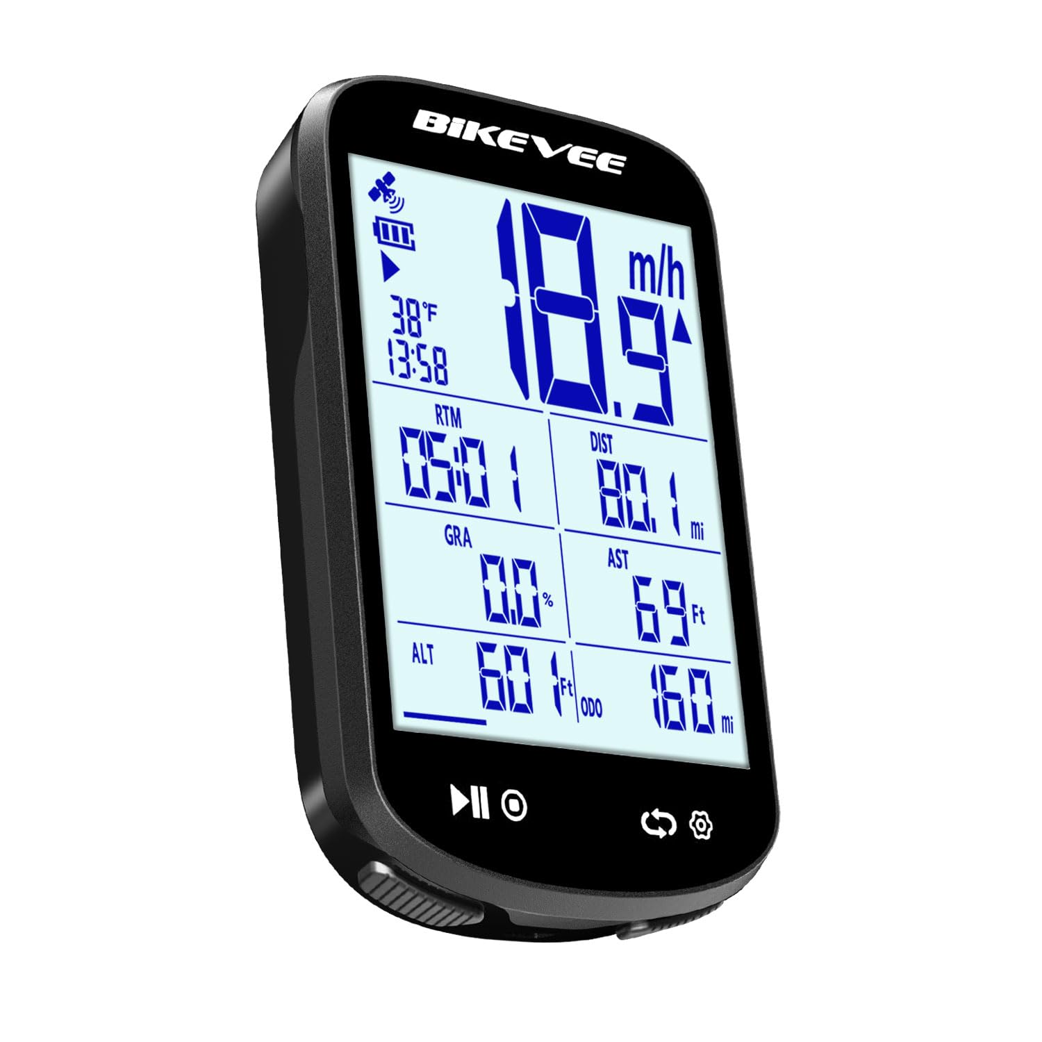 Bezprzewodowy komputer rowerowy GPS, licznik rowerowy z dużym wyświetlaczem i aplikacją Bluetooth, wodoszczelność IPX7, automatyczne podświetlenie, wyświetlacz FSTN 2,6 cala