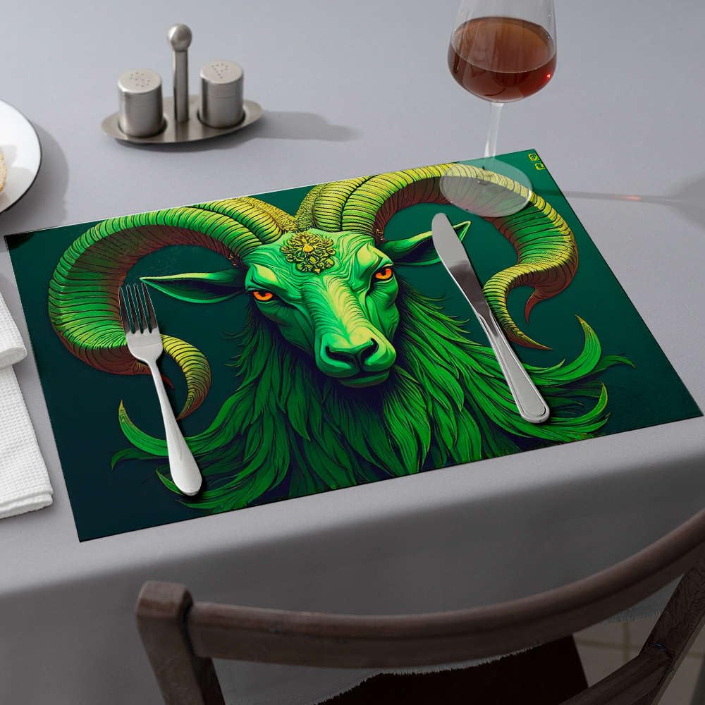 Décoration de table de Pâques : lot de 6 sets de table occidentaux au motif vert complexe