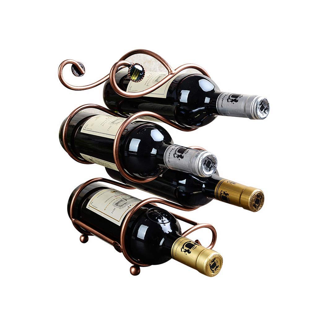 Range-bouteille double S en bronze pour salon : support vin design et sculpture métal