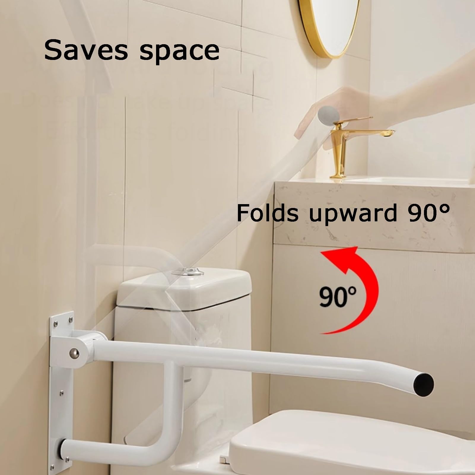 Maniglioni For Il Bagno, Barra Di Sicurezza Con Diametro 'impugnatura Di 3,5 Cm, Maniglia Di Sicurezza Pieghevole Di 90° For WC, For Anziani