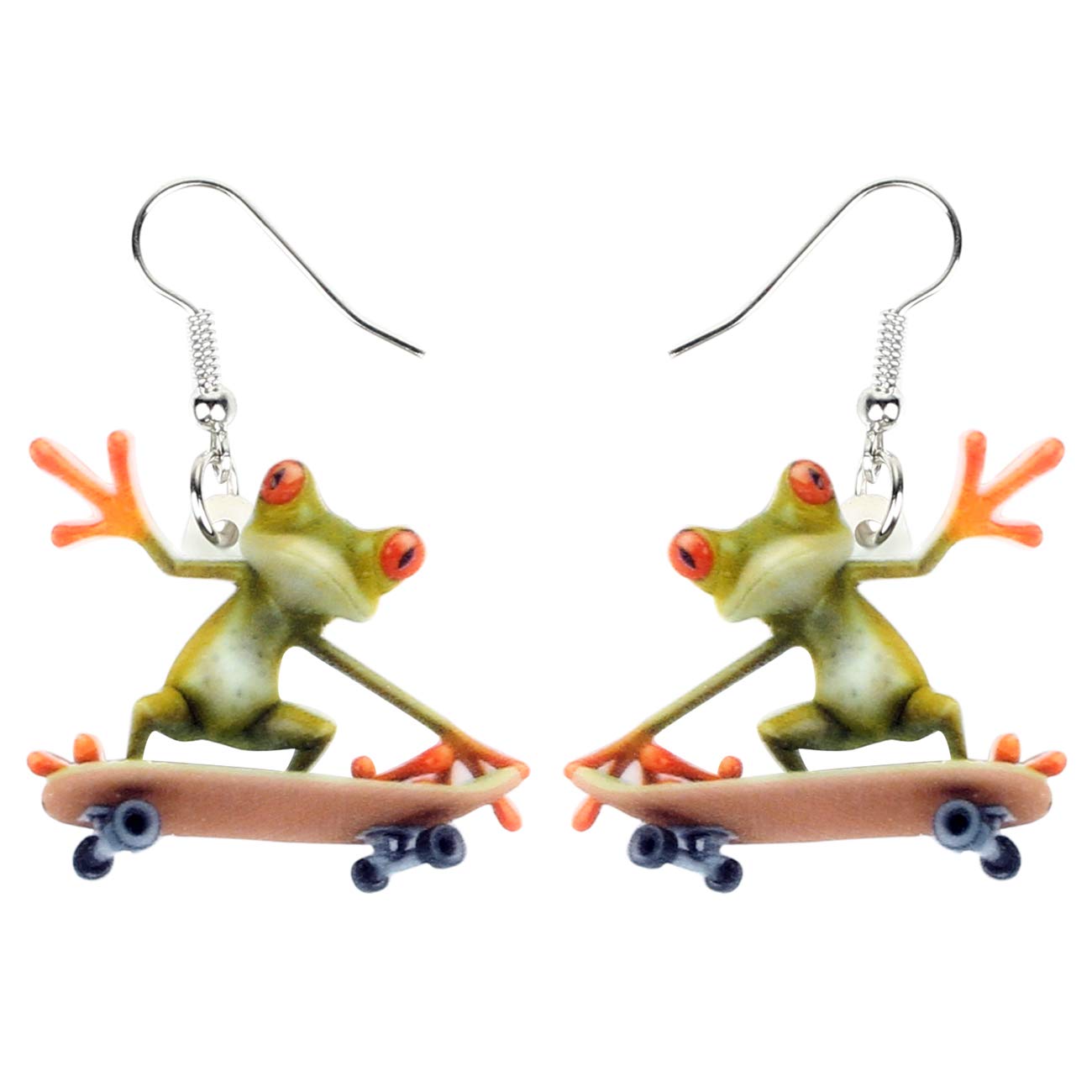 NEWEI Cute Weird Acrylic Frog Earrings Dangle Funny Animals Jewelry for Women Accessories Charms