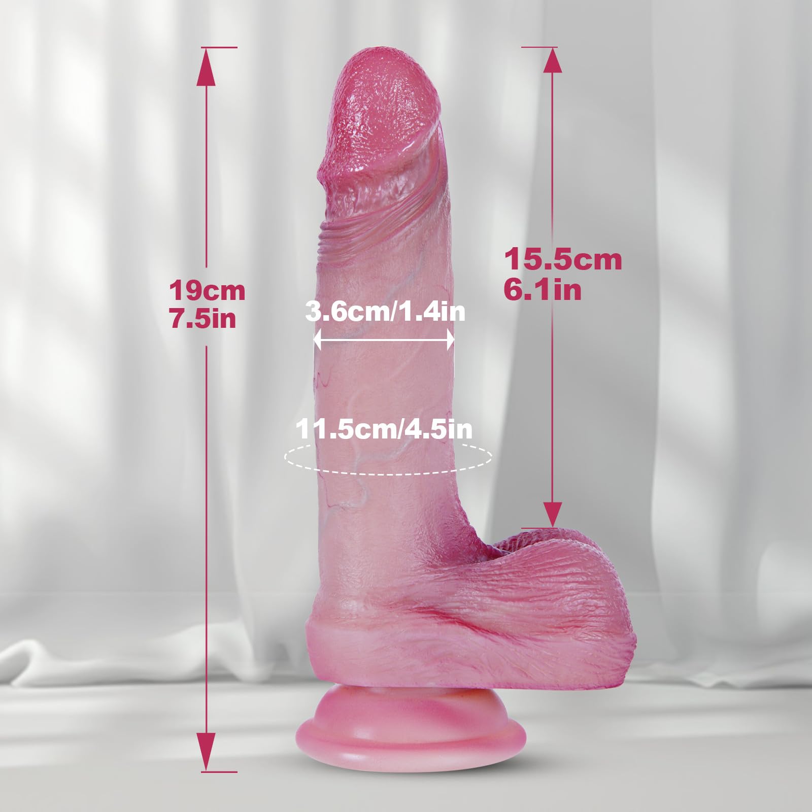 Dildo piccolo da 19 cm con prepuzio mobile in silicone a doppia densità, grazioso dildo anale con ampia ventosa, compatibile con imbracatura, giocattolo realistico per principianti e di tutti i sessi