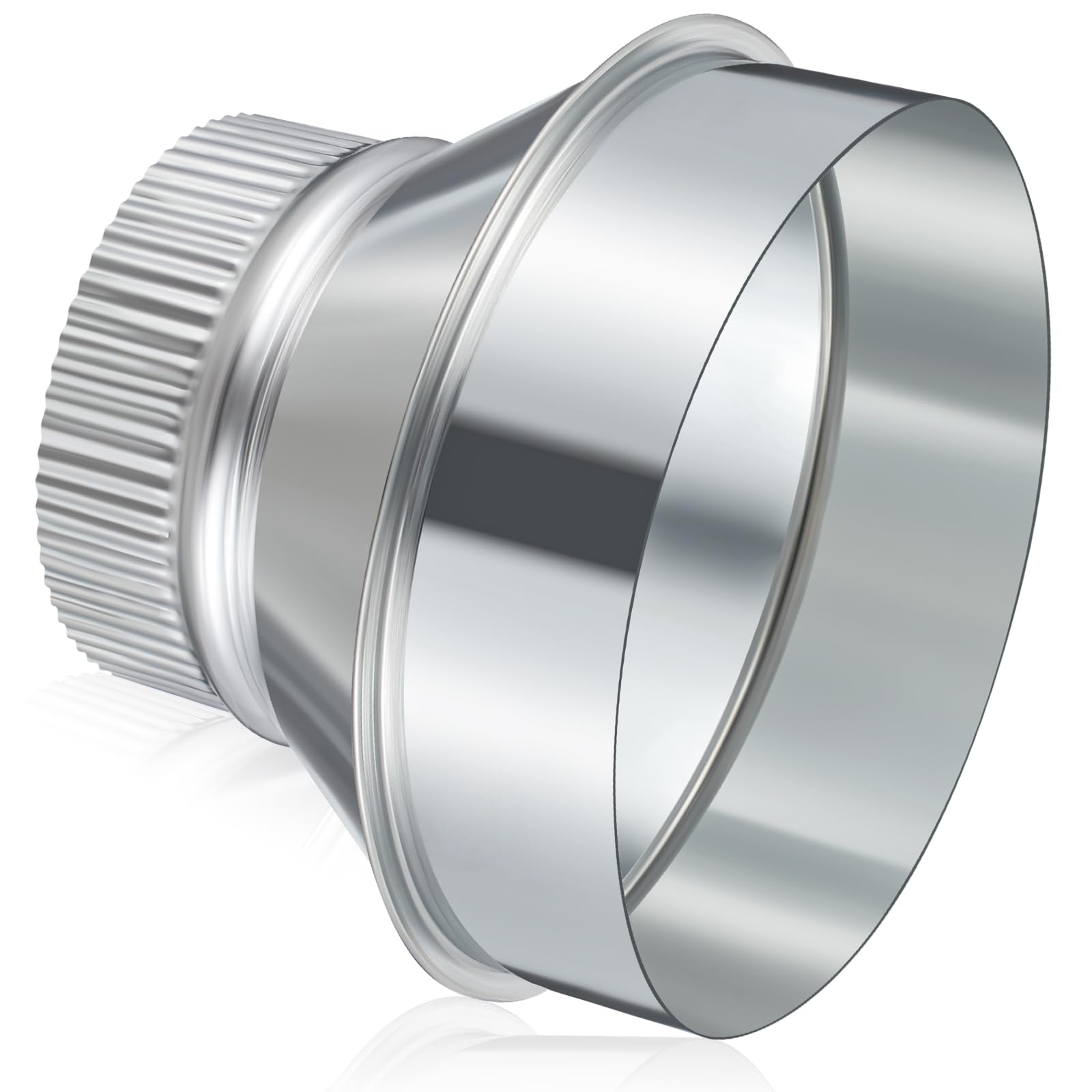 Photo 1 of Otoolling 6 Inch to 4 Inch Duct Reducer Increaser Galvanized Steel Air Duct Adapter Round Crimped Pipe Connector Fitting Coupling for HVAC Ventilation Systems