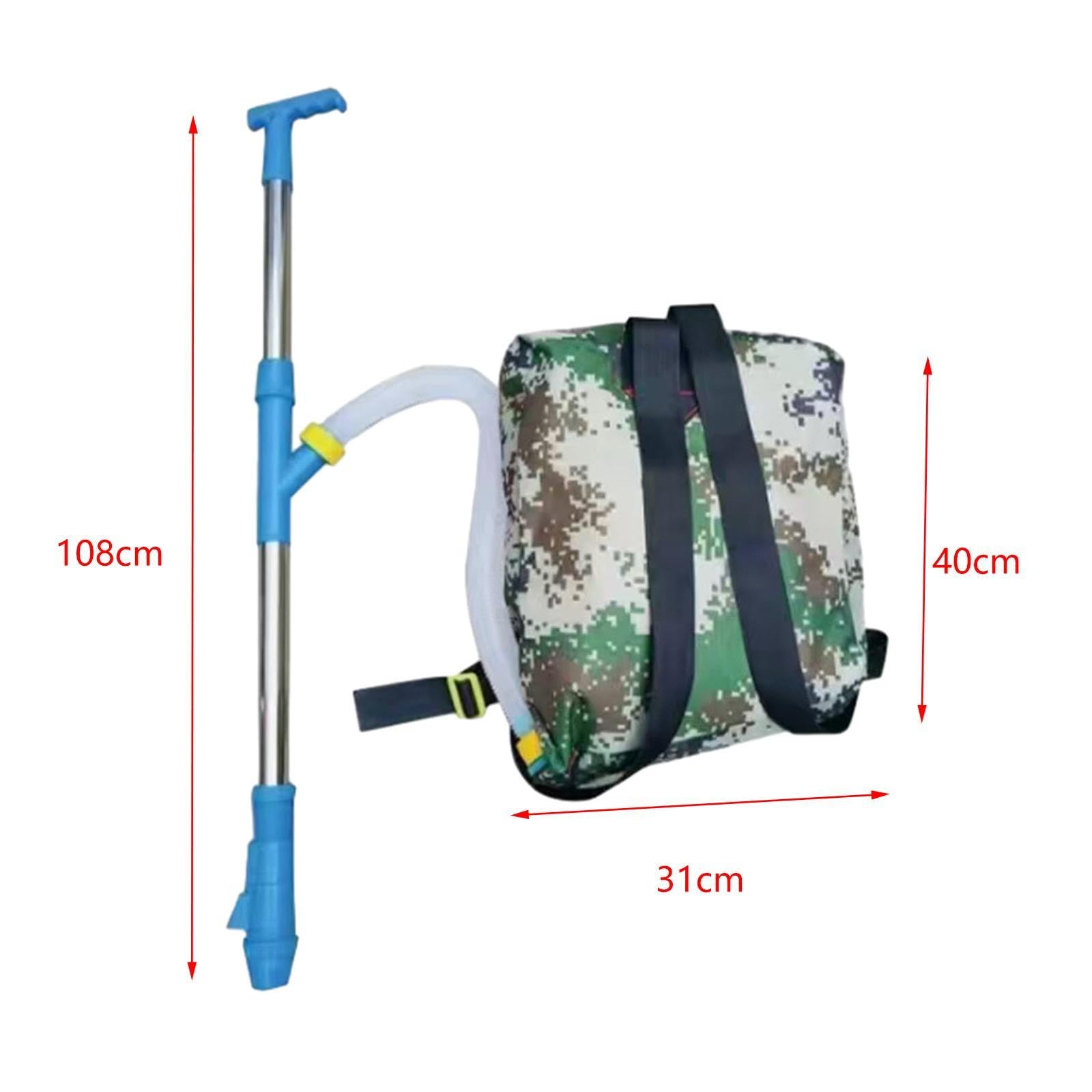 perfk Épandeur d'engrais granulaire portatif, Sac à Dos, Distributeur d'engrais de Jardinage pour légumes de maïs, Acier Inoxydable Bleu