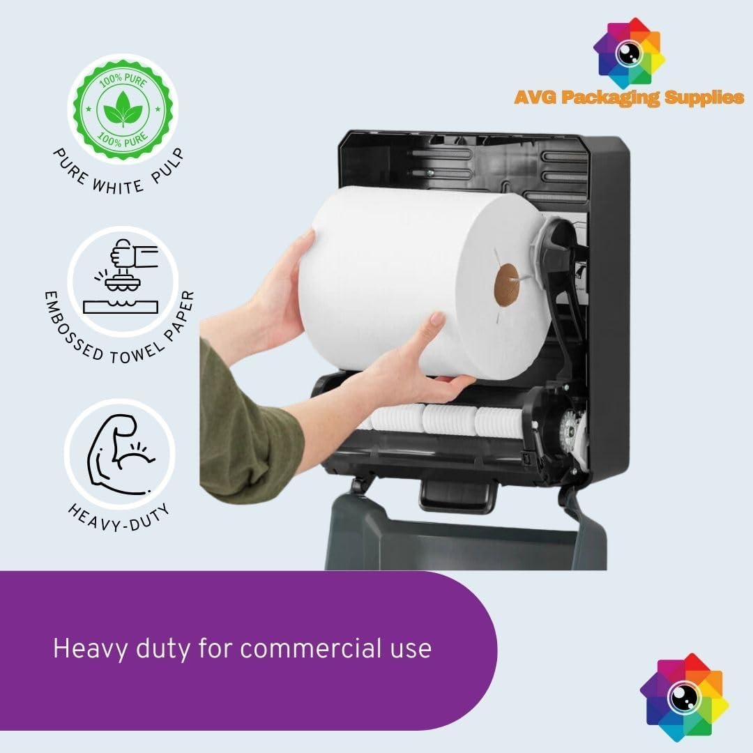 AVG- Hard Wound Hand Tissue Towel - 6 Rolls per Case, High-Capacity and Ultra-Durable, Ideal for Commercial and Home Use