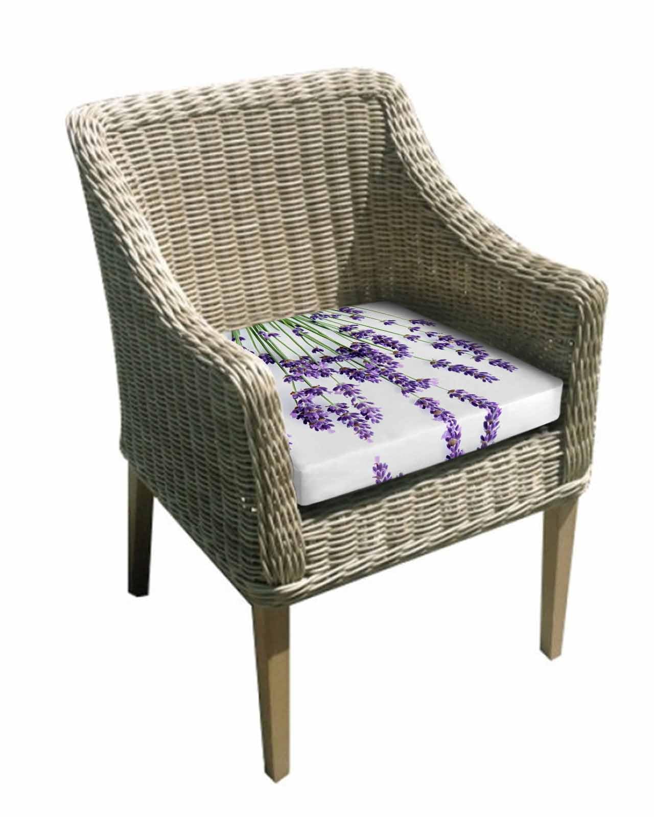 2 Pack Botanical Lavender Waterproof Cushion Covers with Ties, Outdoor Patio Chaise Lounge Chair Seat Cushion Slip Covers Replacement(Only Cover) Spring Budding Flowers Florals 20