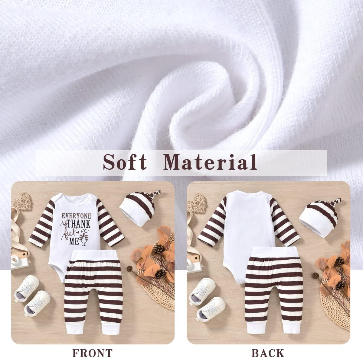 Aalizzwell Preemie Newborn Infant Baby Boys Clothes Bodysuit Romper Pants Hats Outfit Fall Winter Set