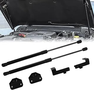 Hood Struts Stainless Steel Bolt-in System Compatible with Wrangler JL 2018-2024 &Gladiator JT 2020-2024 Front Engine Hood Shocks Lift Support (All Black Components Struts)