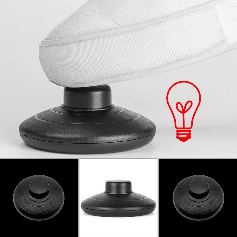 2 sztuki przełącznika nożnego o średnicy 70 mm plastikowy przełącznik pedału 250 V/2 A czarny przełącznik Torpedo dla dzieci lampy kuchenne lub inne lampy (czarny)
