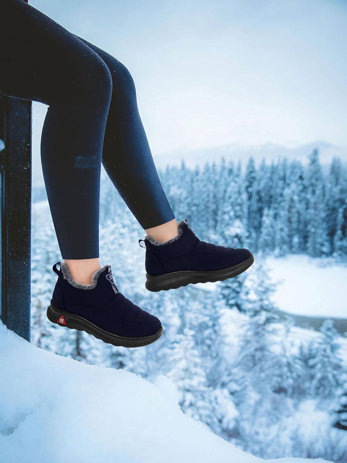 SHIBEVER Winter Boots for Women: Warm Fur Lined Slip on Ankle Snow Boots Comfortable Waterproof Anti-slip Outdoor Shoes - Image 2