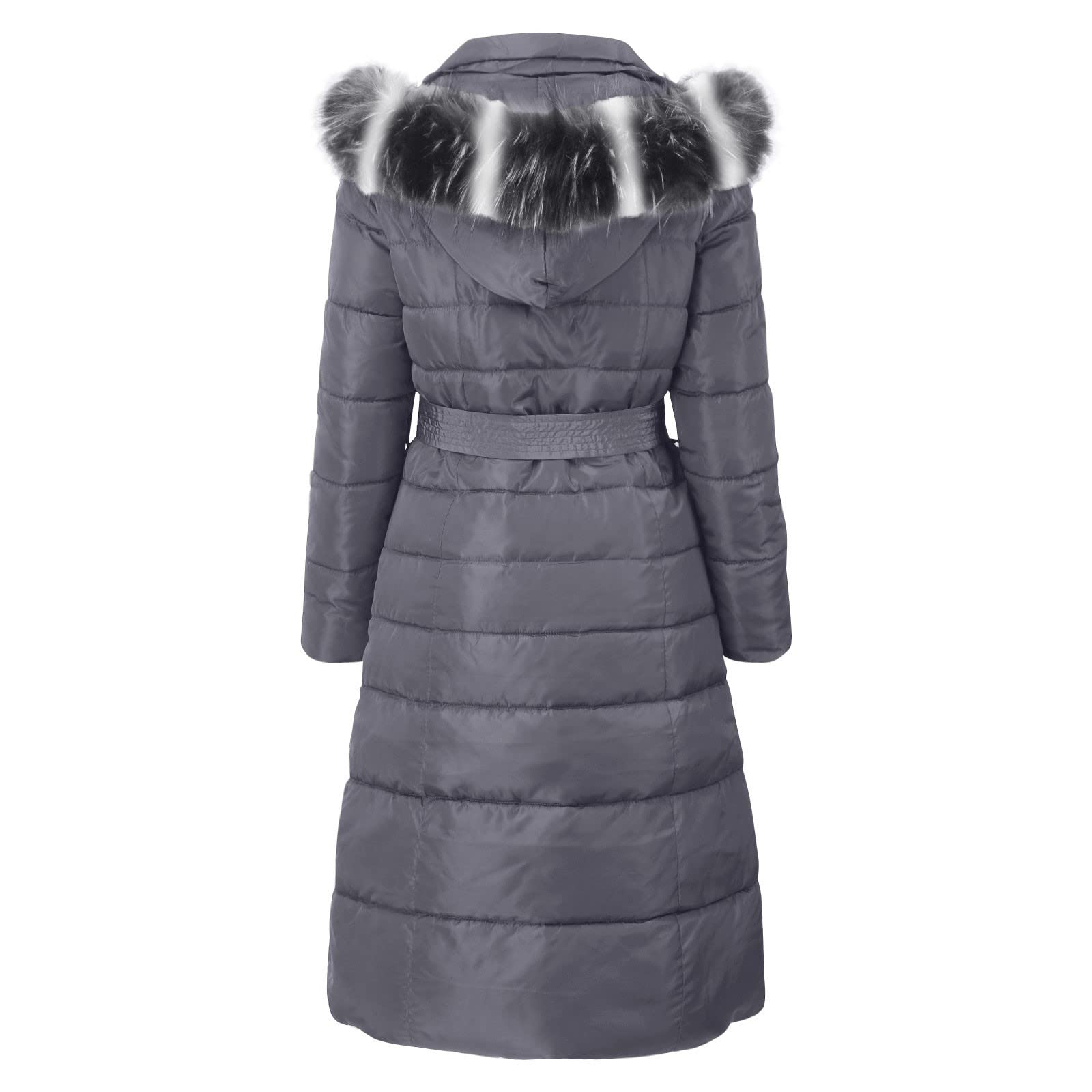 Piumino trapuntato da donna invernale - piumini lunghi per le donne piumini trapuntati giacca a vento slim fit cappotto con tasche piumini parka con cappuccio in pelliccia cappotto con cintura piumino