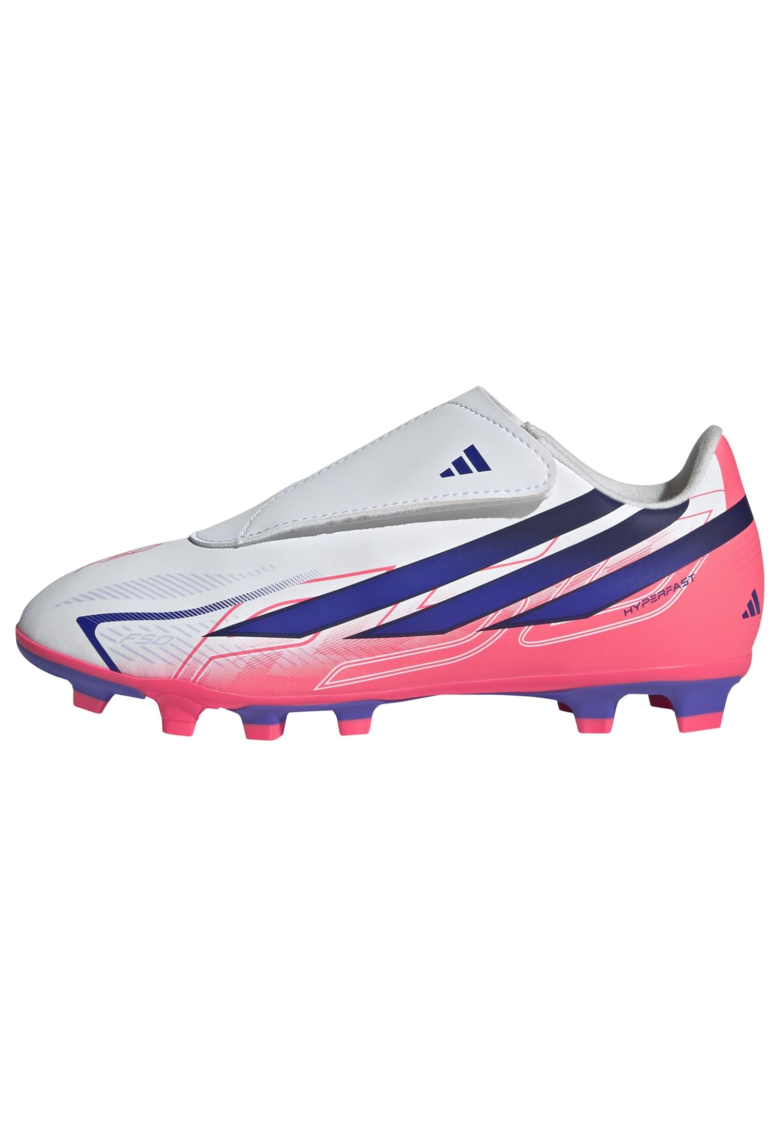 adidas Unisex niños F50 Hyperfast Club Velcro Firm Ground/Multi Ground Football Boots Kids Shoes, FTWR White/Solar Purple/Solar Turbo, 35 EU