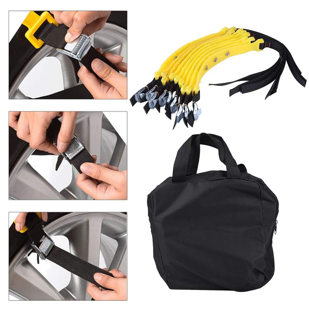 Catena neve per pneumatici, 10pcs 185-225mm Cintura antiscivolo per pneumatici Catene per pneumatici di sicurezza per auto neve Universale per camion SUV