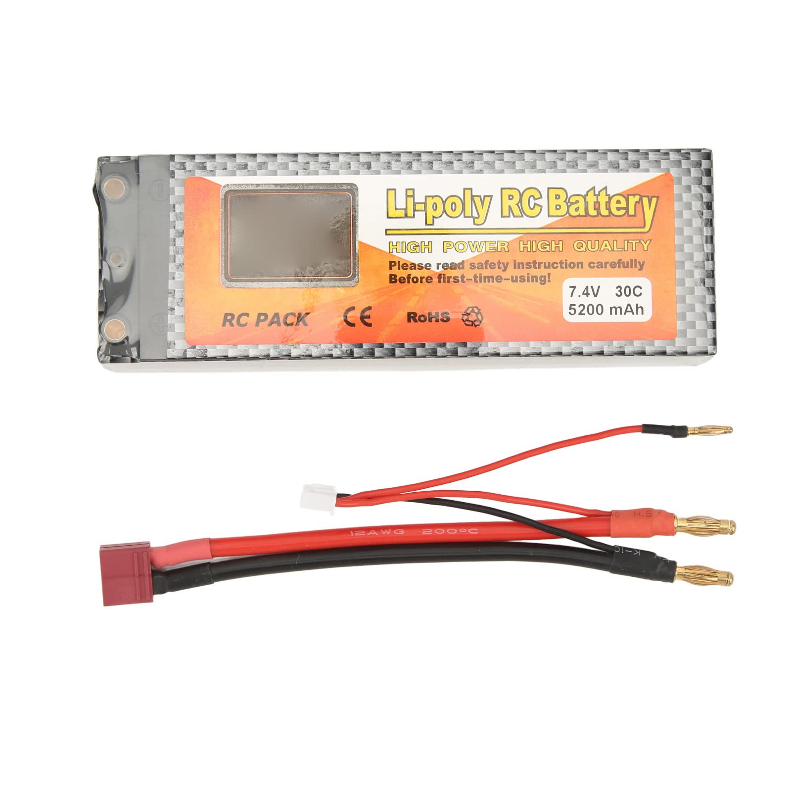 5200mAh Lipo Batteria 30C Velocità di Scarica 7.4V 2S Spina a Forma di T RC Alimentazione a Batteria per Modello di Auto in Elicottero RC