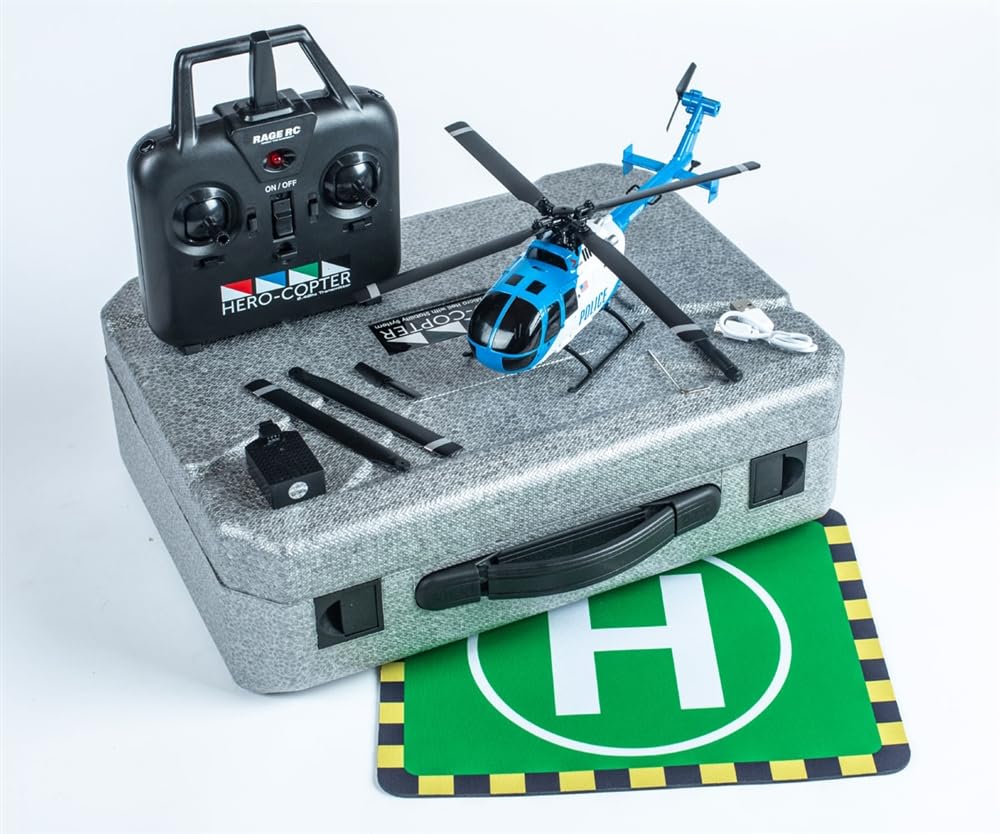 Rage R/C RGR6051 Hero-Copter, 4-Blade RTF Helicopter; Police