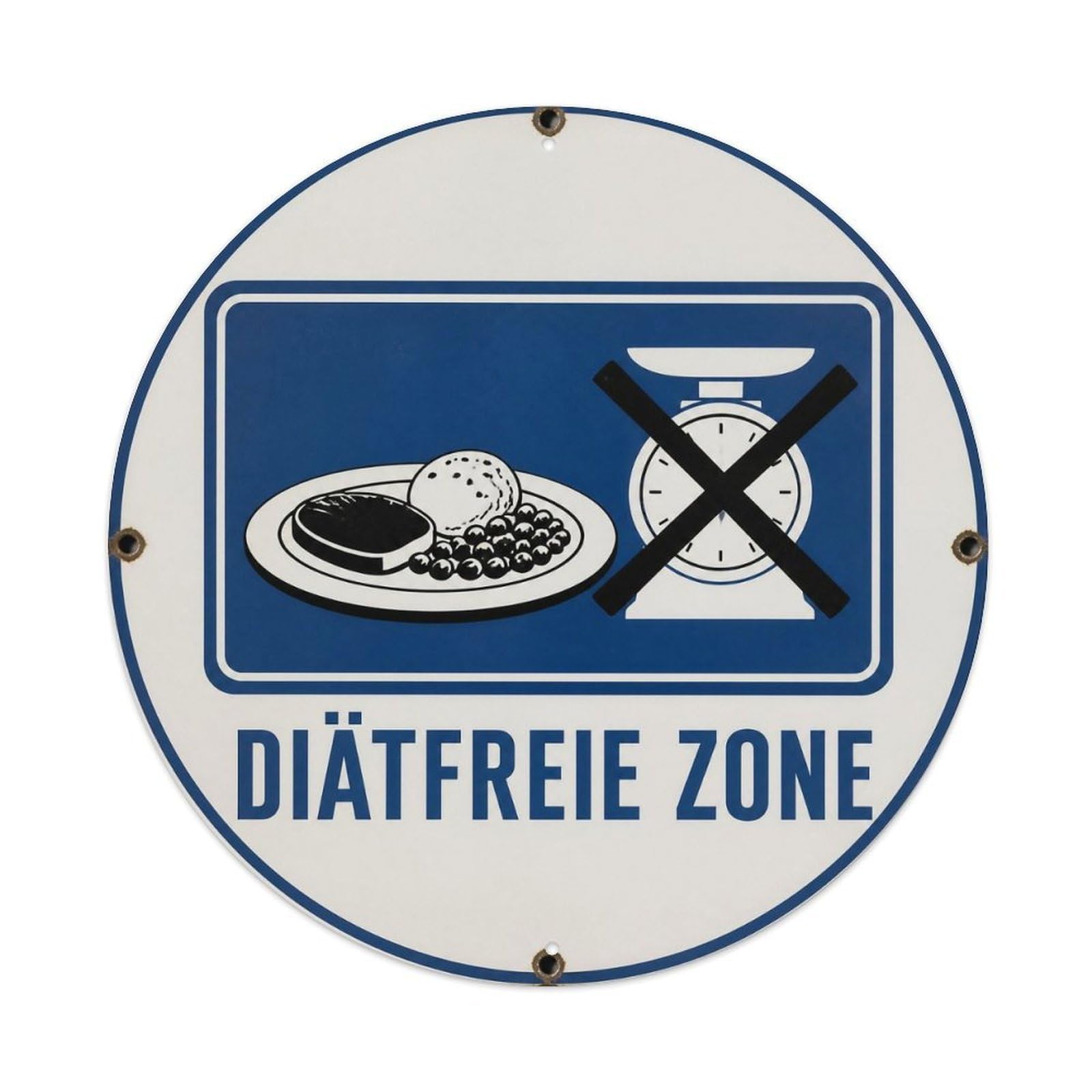 Olyhtr 8X8inch Classic Style Diet Free Satire Typography German Illustration Style Metal Tin Sign