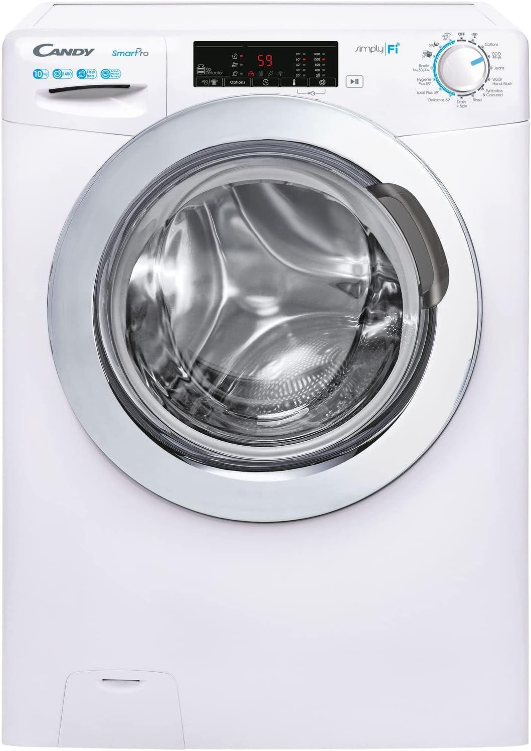 Candy Smart Pro CSO14103TWCE Freestanding Washing Machine, WiFi Connected, 10 kg Load, 1400 rpm, 16 programmes, Eco Cycle, White