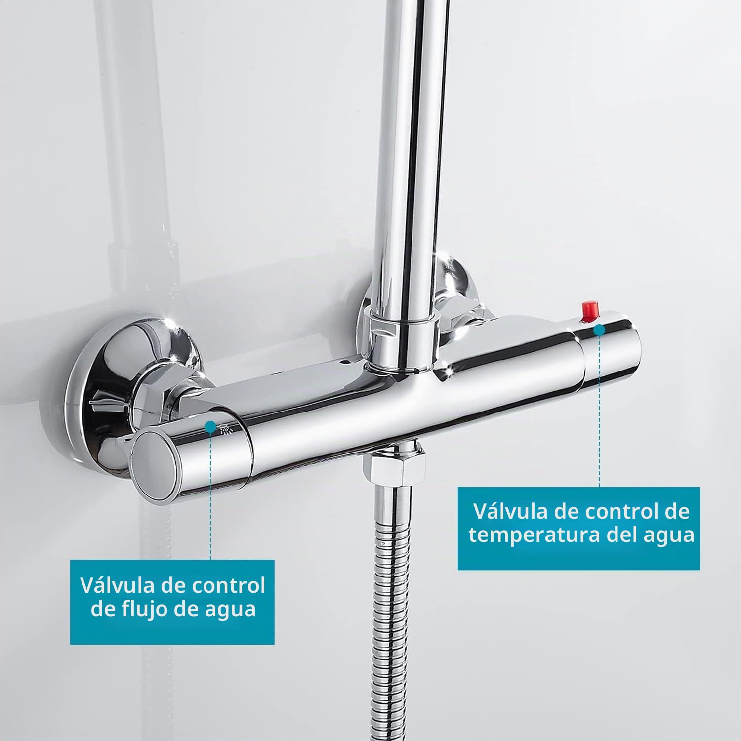 Mezclador termostático de ducha de 2 salidas de alta y baja grifo mezclador antirgrietas de latón cromado para baño bañera