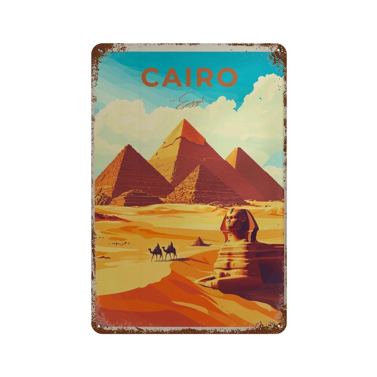xiaoxiaoshen Cairo Egypt Travel Giza Pyramids Wall Decor Art Metal Tin Poster Modern Home Decor Art Home Bar Shop Decorations Vintage Sign 30x20cm