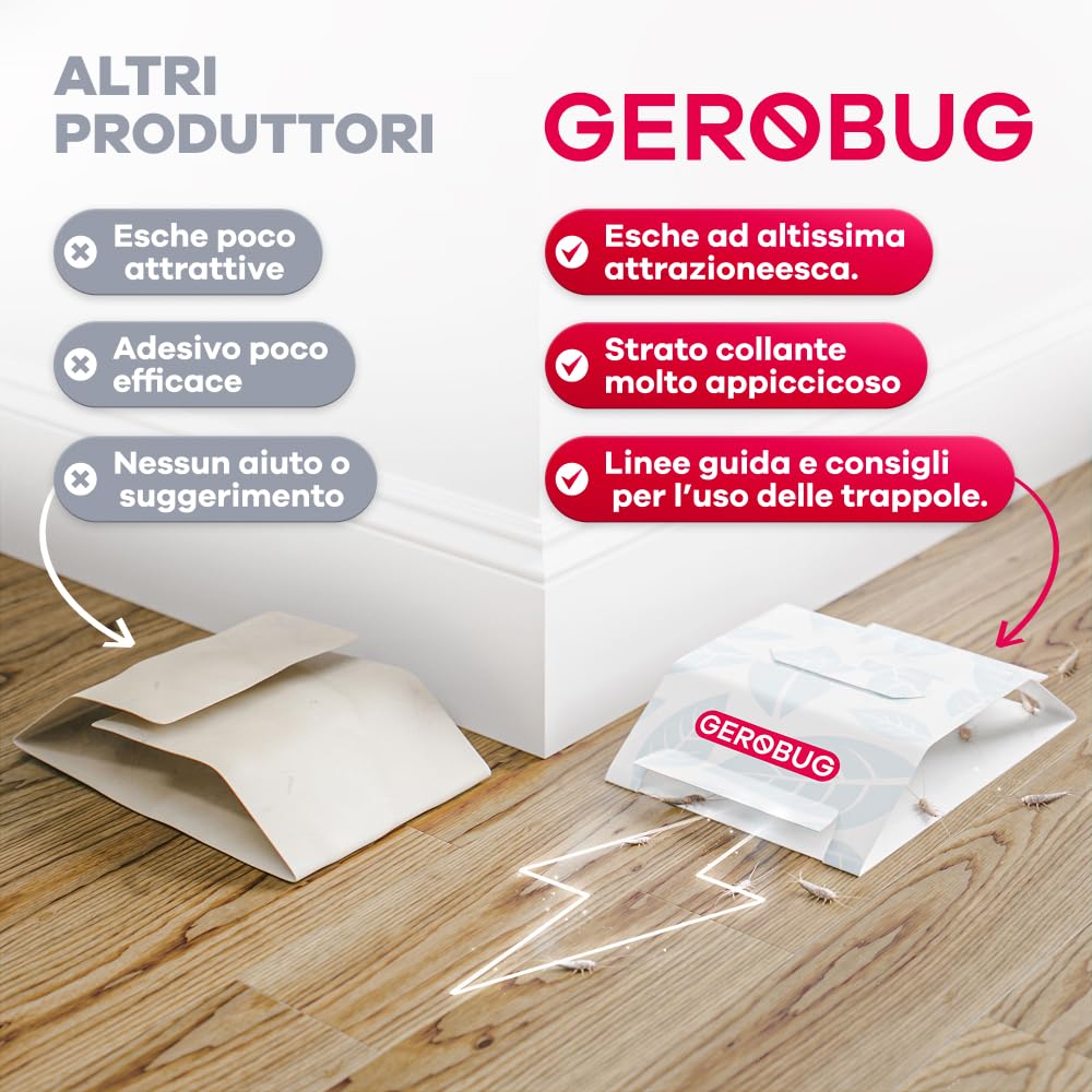 Trappola per pesciolini d'argento Gerobug 12 pezzi - Trappola collante con attrattivo atossico per il controllo delle infestazioni in tutti gli spazi abitativi - Trappola adesiva per pesciolini d'arge