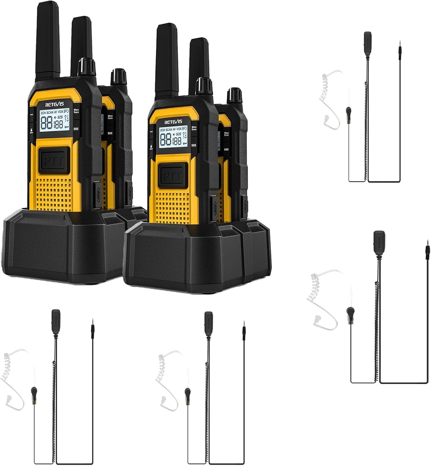 Retevis RB648 Funkgeräte mit Ohrhörer, IP67 wasserdichte Walkie-Talkie mit Akku