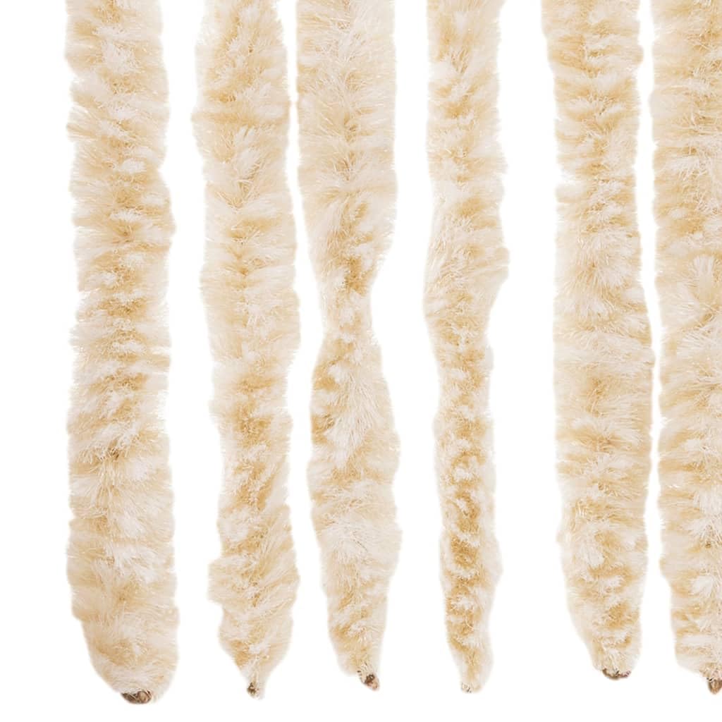 Rideau anti-mouches beige et blanc 90 x 220 cm en chenille