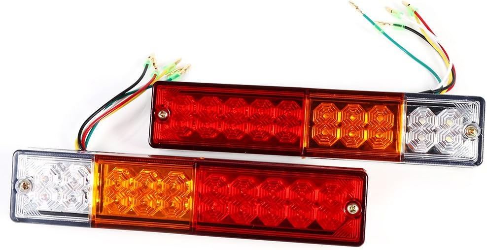 Aqxreight - Kit de Luces Traseras de Remolque de 12 V / 24 V 20 LED, Luces Traseras LED de Freno de Señal de Giro a Prueba de Agua, Luces Traseras LED para Camión, Barco, Remolque, Caravana (2(12V)