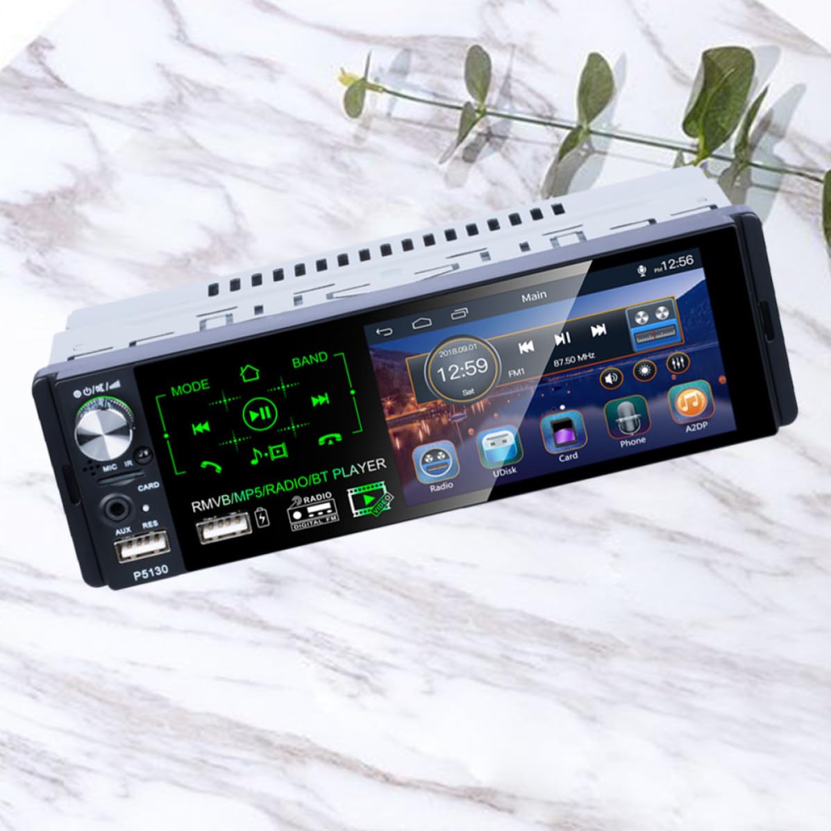 Artibetter Lecteur Mp5 Tuner FM Intégré Écran Tactile Capacitif pour Voiture 4,1 Pouces Puissance Maximale 50w X 4, Boîtier Plastique et Métal Noir