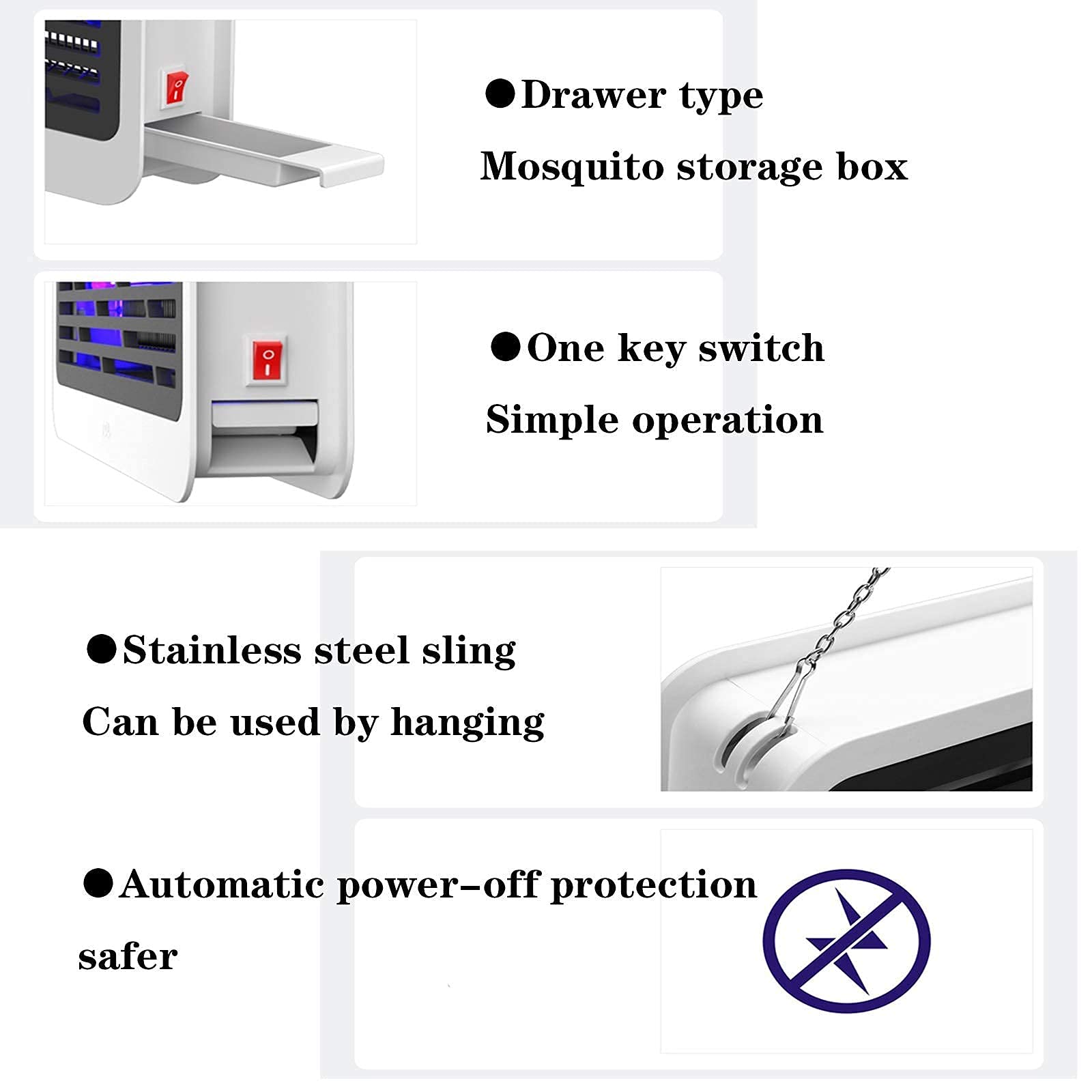 Ammazzamosche elettrico, Luce repellente, Ammazzamosche a luce UV, Lampada antizanzare per interni, Killer portatile, Ammazzamosche commerciale, Utilizzato per uccidere zanzare, mosche e falene (Bianc