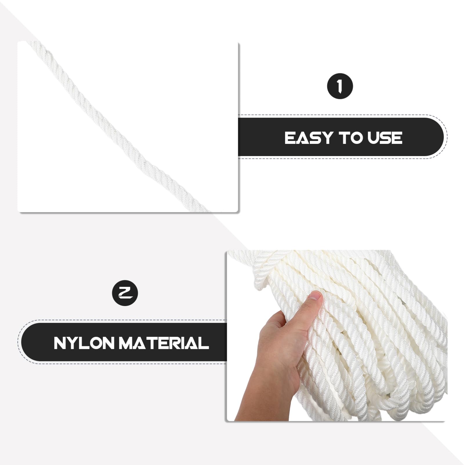 1rolle Weißes Nylon-marineseil Für Bootsanlegemanöver Strapazierfähige Festmacherleine Für Sicheres Verankern Und Ankern Für Yachten Und Boote