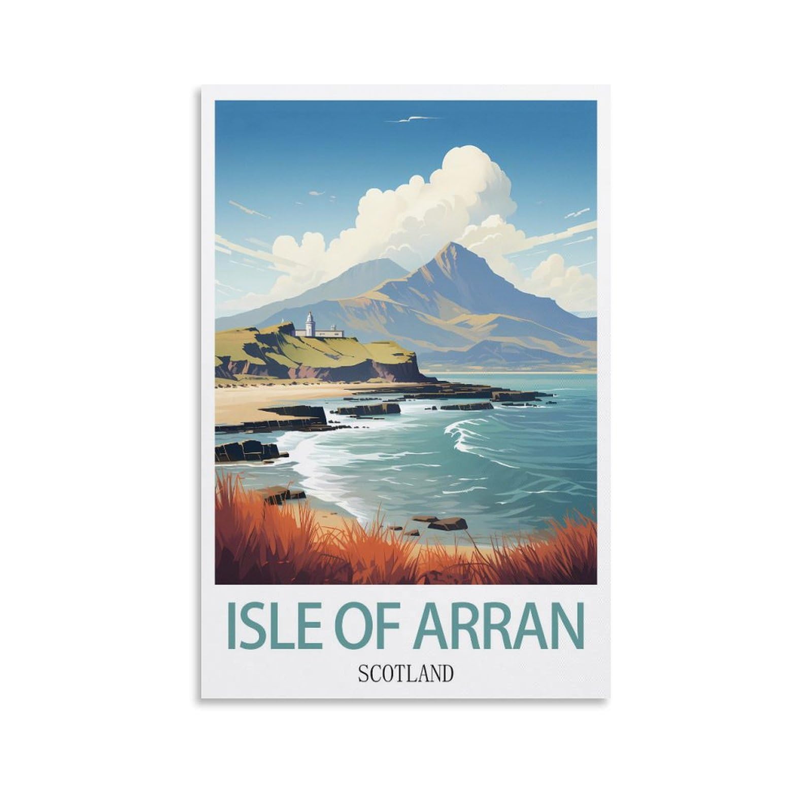 Hsayyiii Unframe-Style Isle Of Arran Scotland Vintage Travel Posters 24X36inch(60X90cm) Canvas Art Poster And Wall Art Picture Print Bedroom Decor