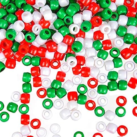 NAUZE 300 Pieces Christmas Pony Seed Beads Red Green White Threading Beads for Xmas DIY Jewelry Making Bracelet Necklace Cover