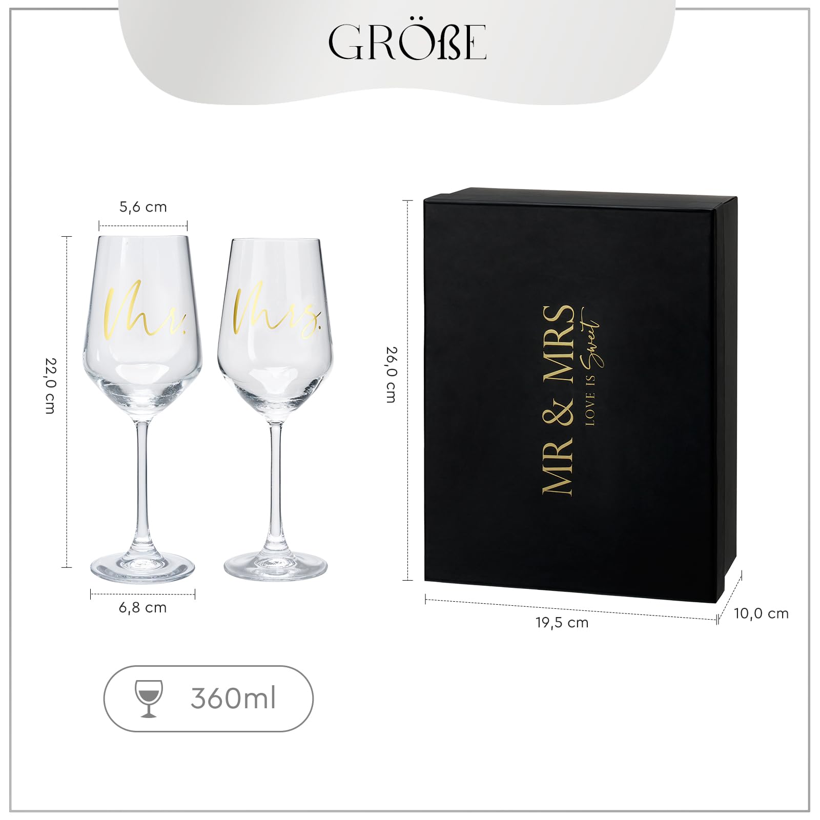 AW BRIDAL Mr & Mrs Crystal Wine Glasses Set