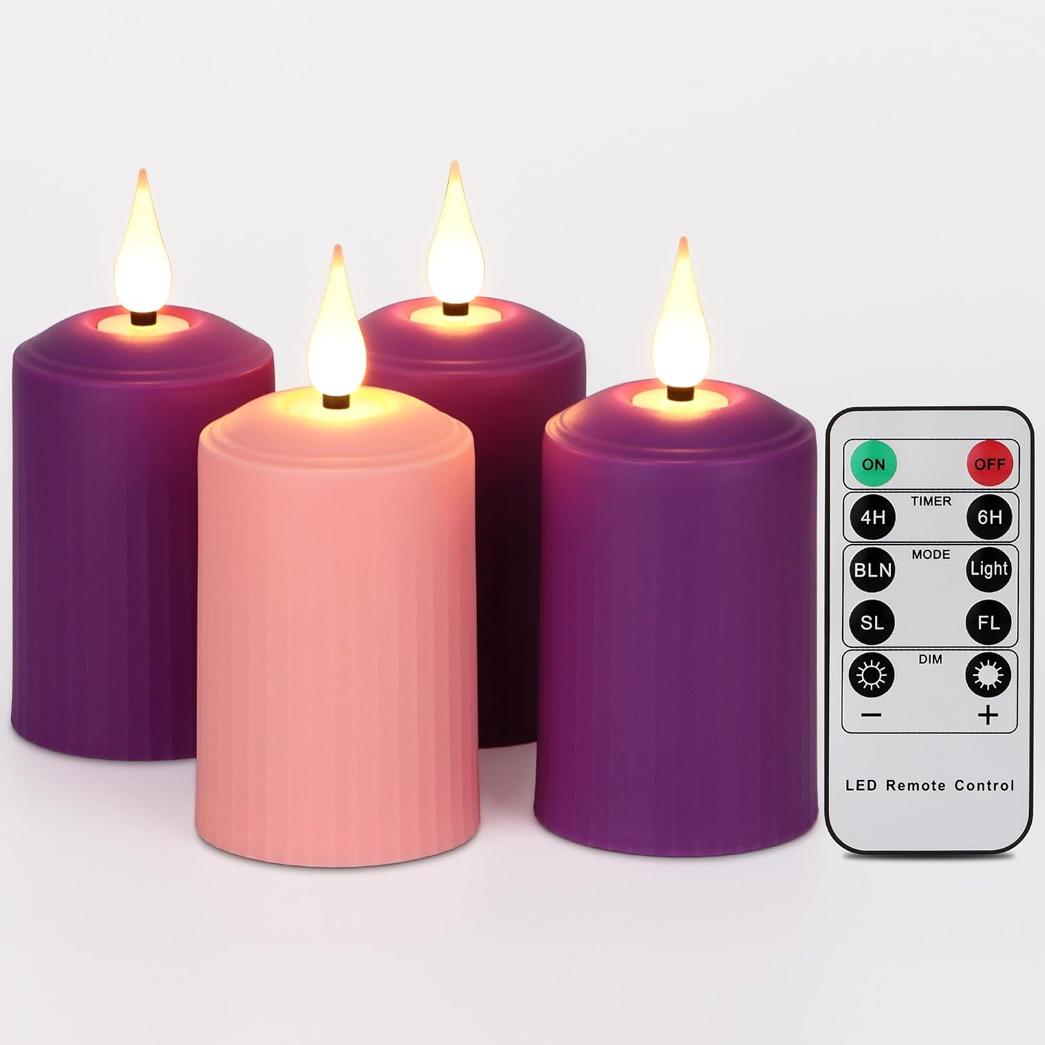 FREEPOWER Flameless Advent Candles Set of 4 Battery