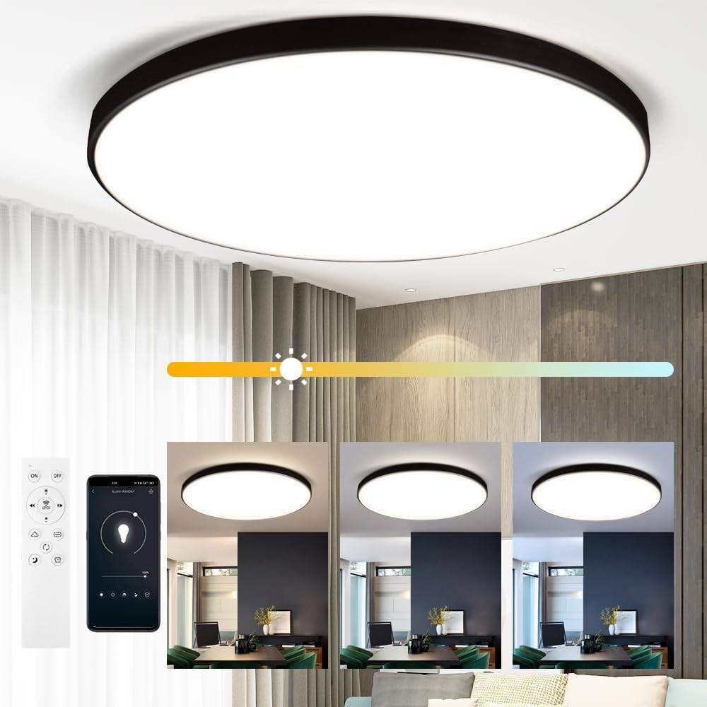 SILAMPDI Bathroom Ceiling Light 24W Led Ceiling Light 3000-6500K Smart ...