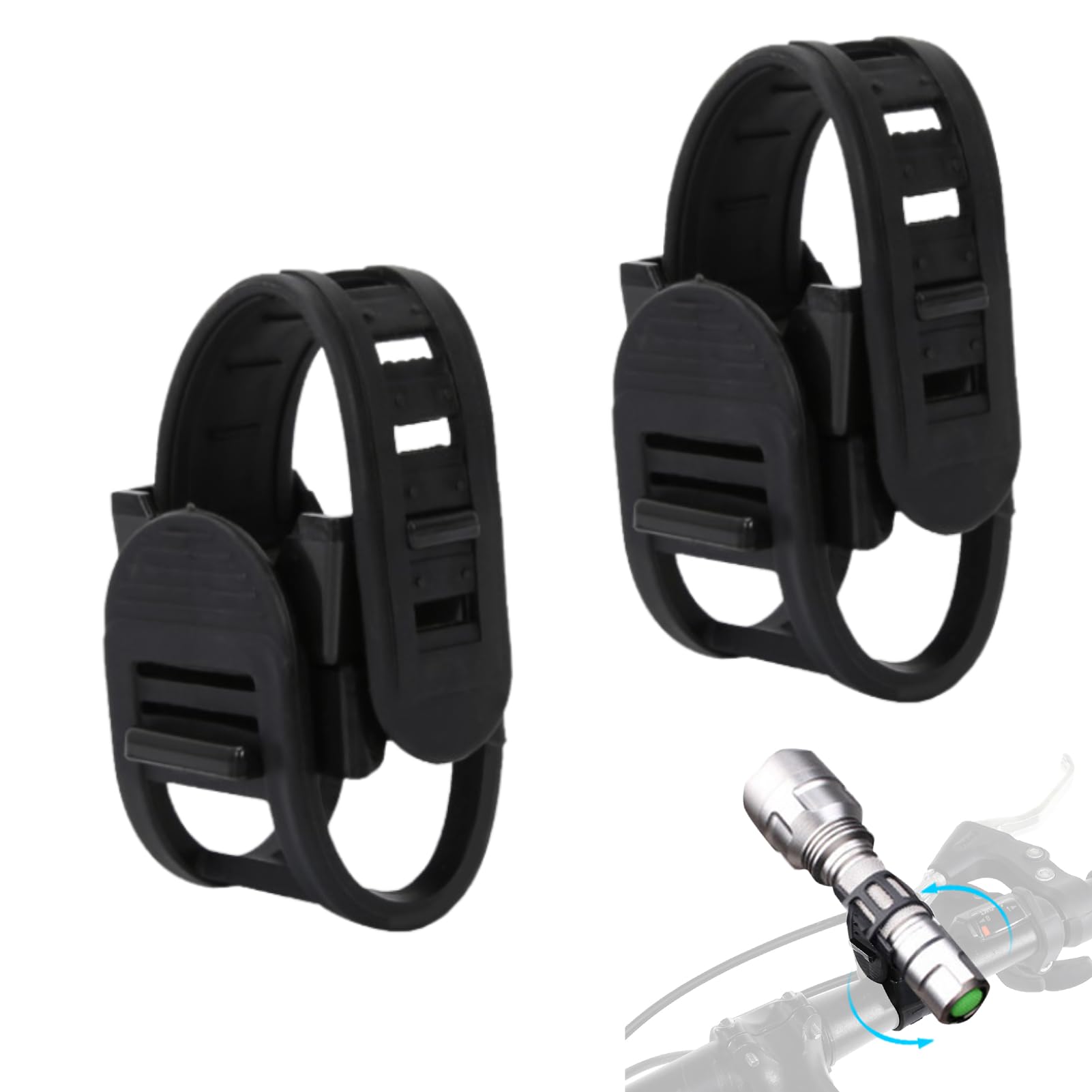 2Pcs Bike Light Mount, Universal Adjustable 360 Degree Rotation Bicycle Headlight Holder Bicycle Mounting Bracket Flashlight Holder Rack Torch Clip for Cycling, Riding